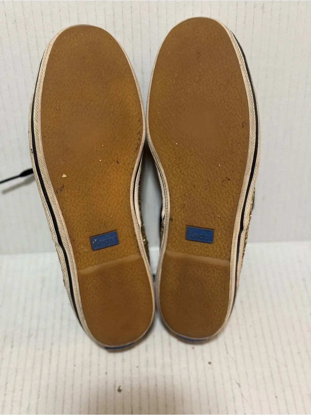 Keds x Kate Spade New York Champion Gold Glitter Sneakers Satin ties Sz 6 1/2